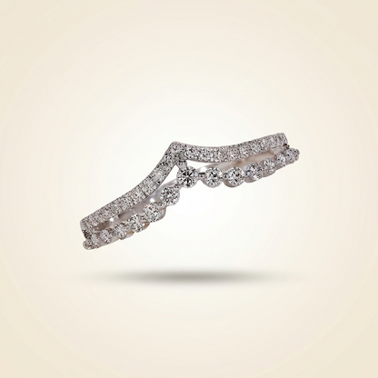 Double-Row Chevron Diamond Curved Wedding Band