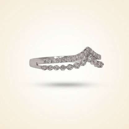 Double-Row Chevron Diamond Curved Wedding Band
