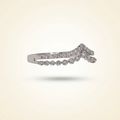 Double-Row Chevron Diamond Curved Wedding Band