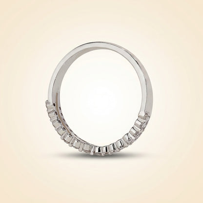 Double-Row Chevron Diamond Curved Wedding Band