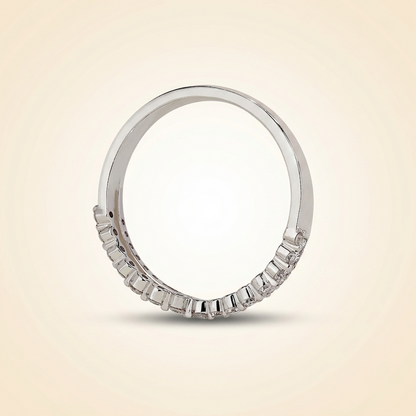 Double-Row Chevron Diamond Curved Wedding Band