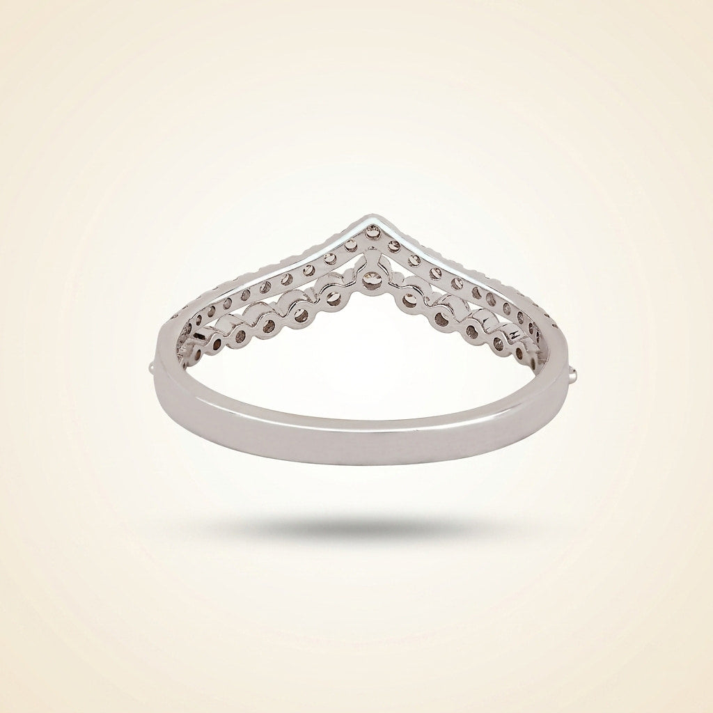 double-row chevron diamond curved wedding band