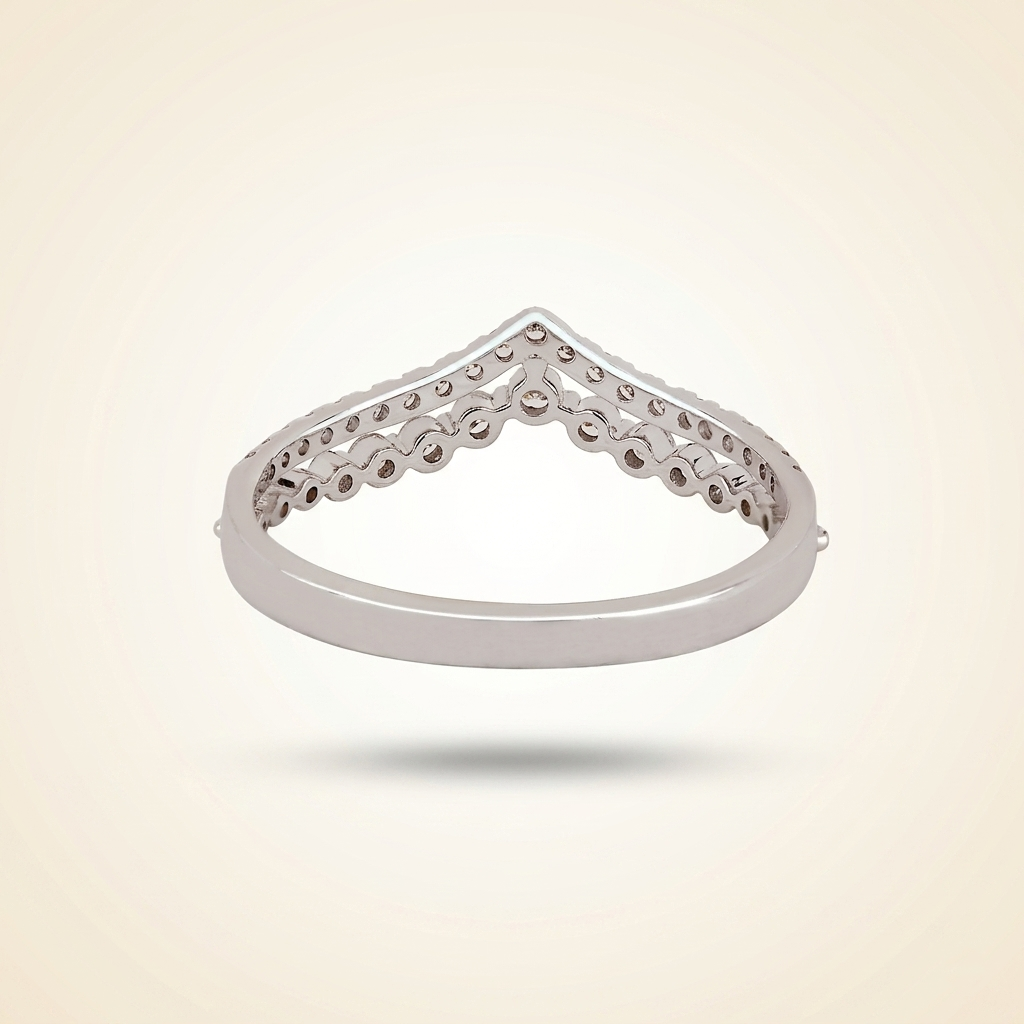 double-row chevron diamond curved wedding band