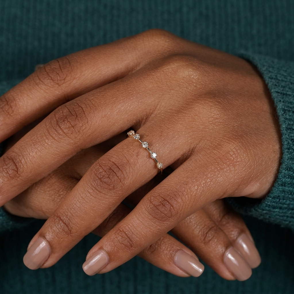 half-eternity station spaced diamond wedding band