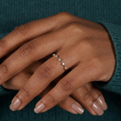 Half-Eternity Station Spaced Diamond Wedding Band