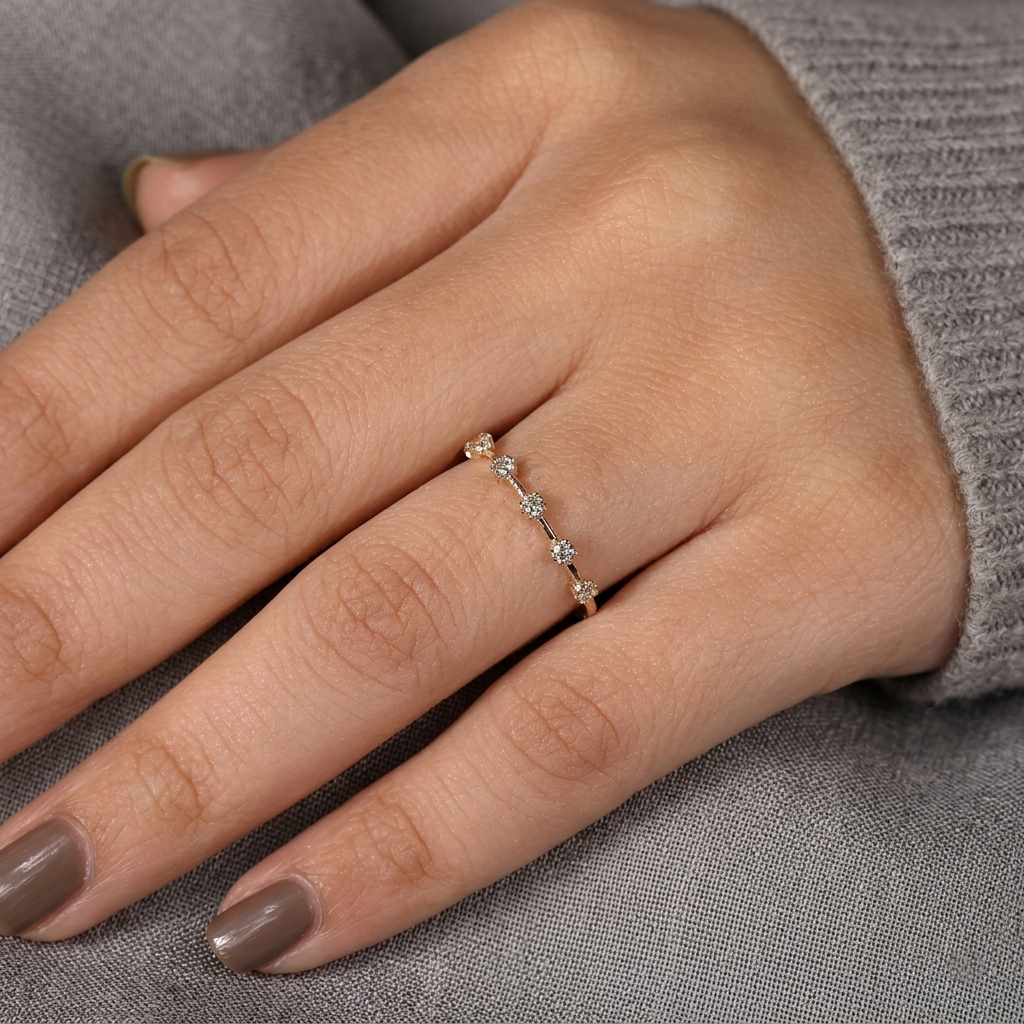 half-eternity station spaced diamond wedding band