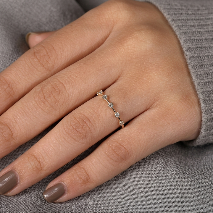 Half-Eternity Station Spaced Diamond Wedding Band