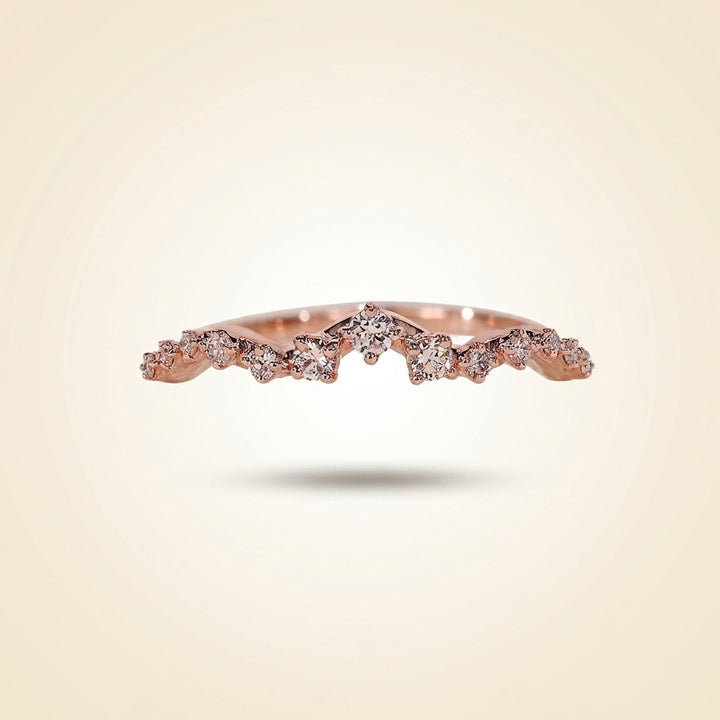 Curved Graduated Round Diamond Contour Wedding Band