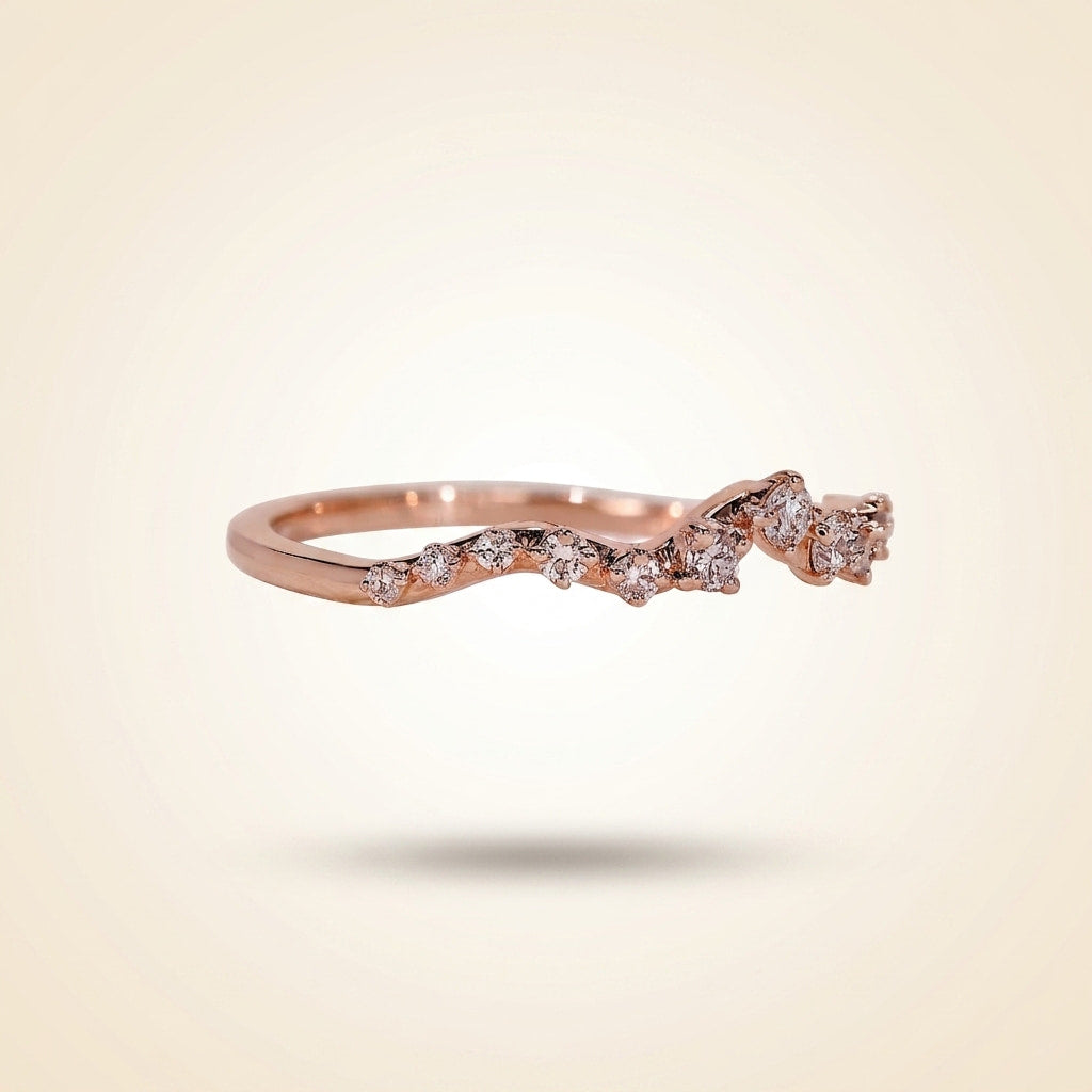 curved graduated round diamond contour wedding band