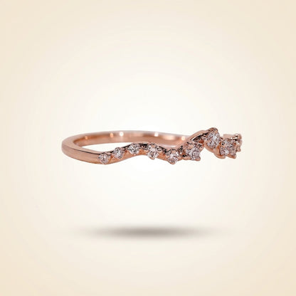 Curved Graduated Round Diamond Contour Wedding Band