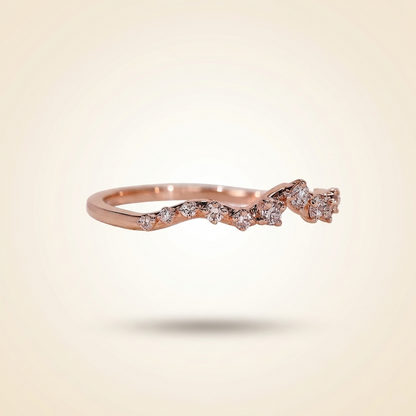 Curved Graduated Round Diamond Contour Wedding Band
