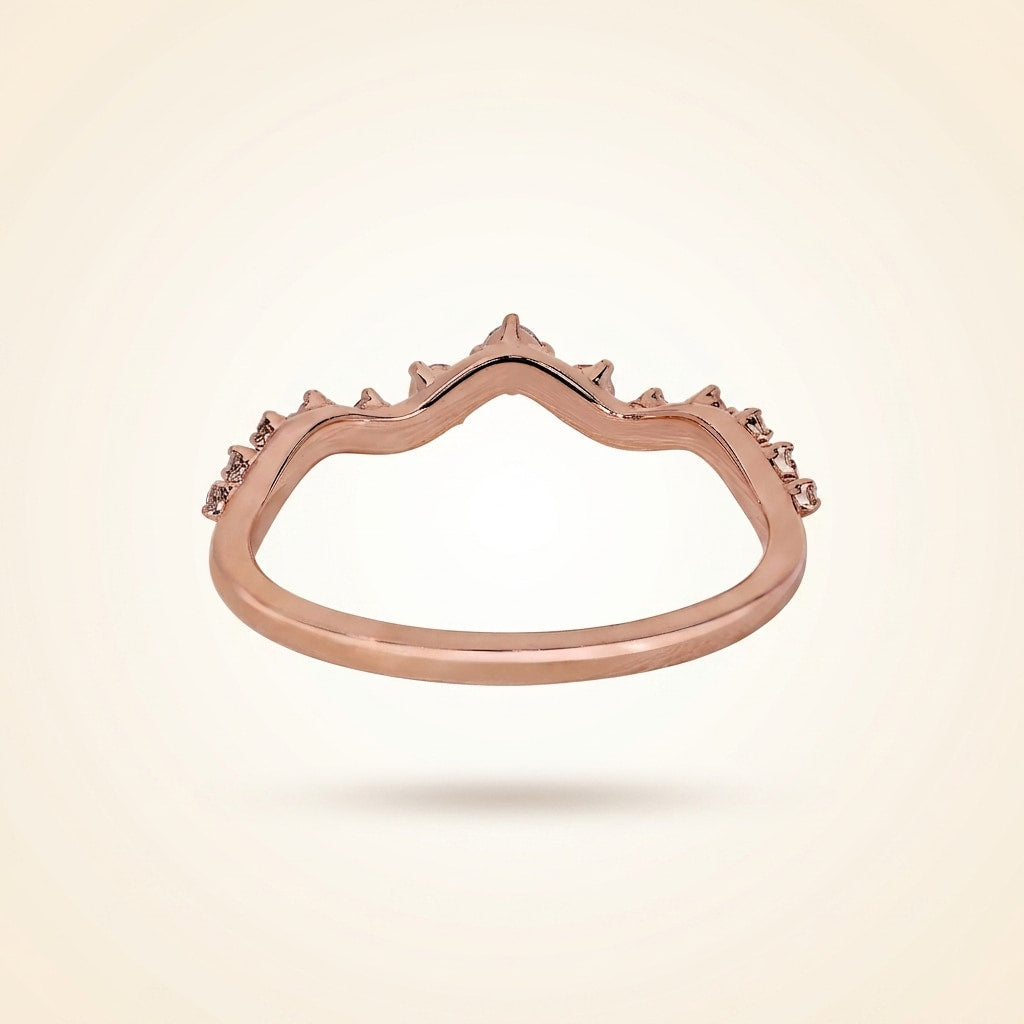 curved graduated round diamond contour wedding band