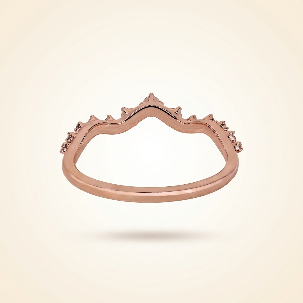 curved graduated round diamond contour wedding band