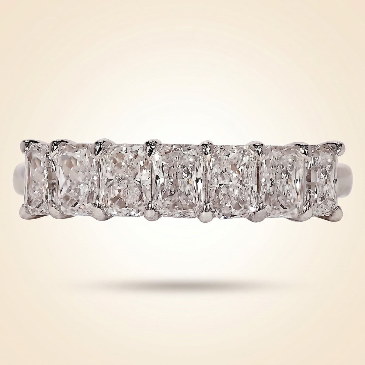 seven-stone radiant cut diamond band