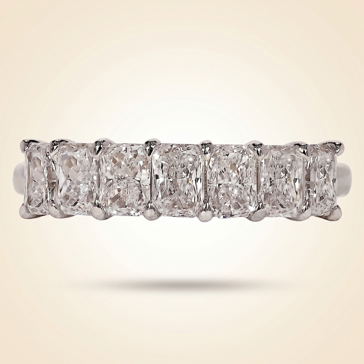 seven-stone radiant cut diamond band