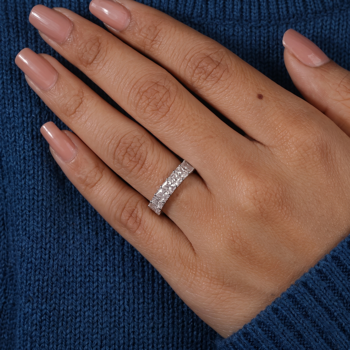 seven-stone radiant cut diamond band