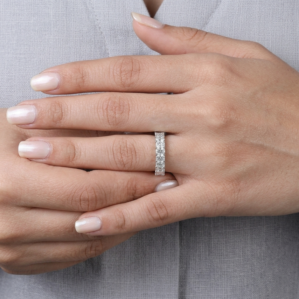 seven-stone radiant cut diamond band