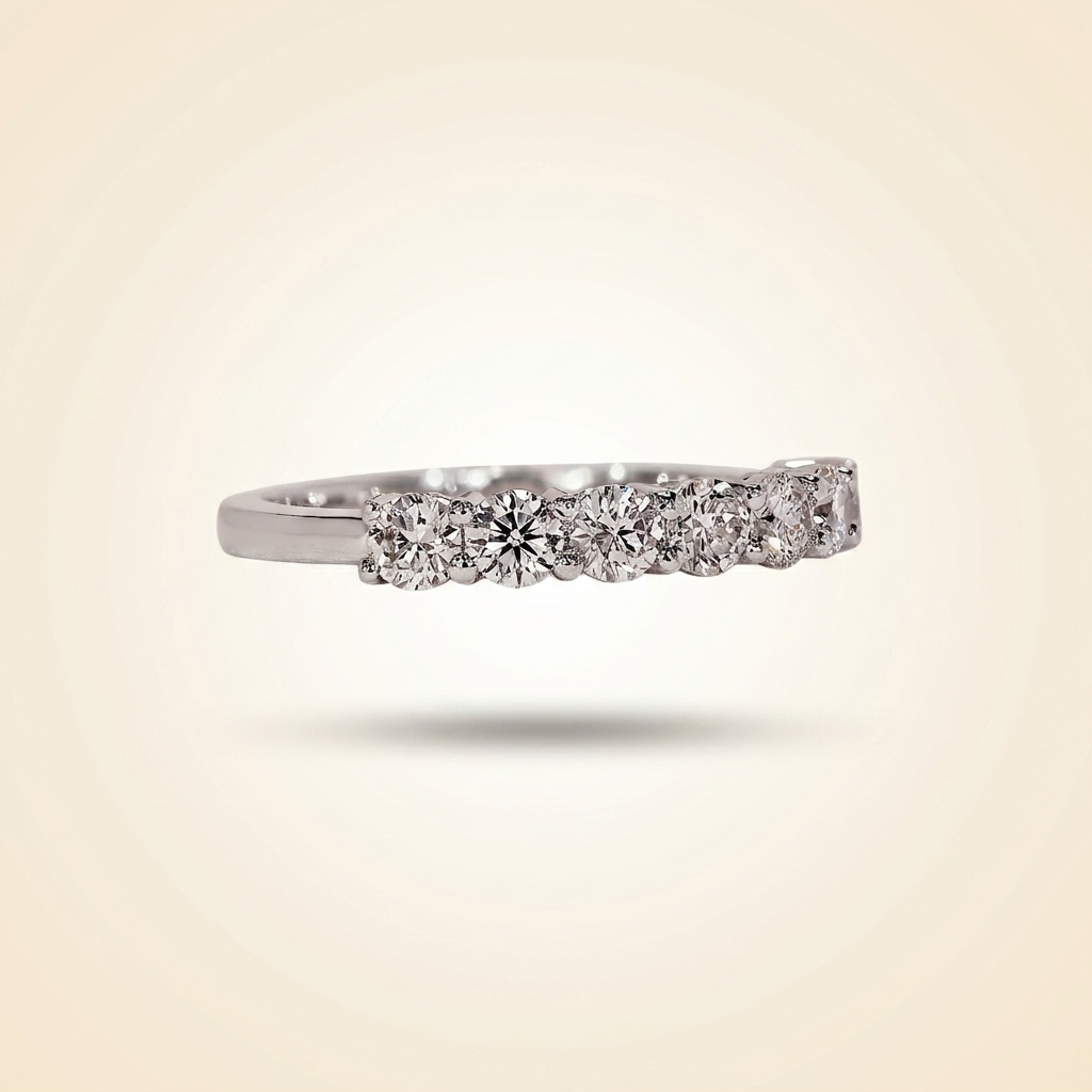seven-stone round cut diamond band