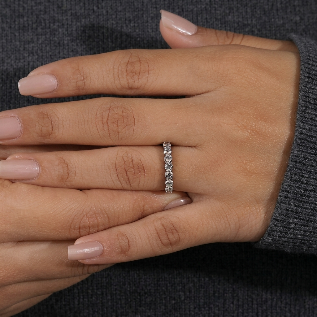 seven-stone round cut diamond band