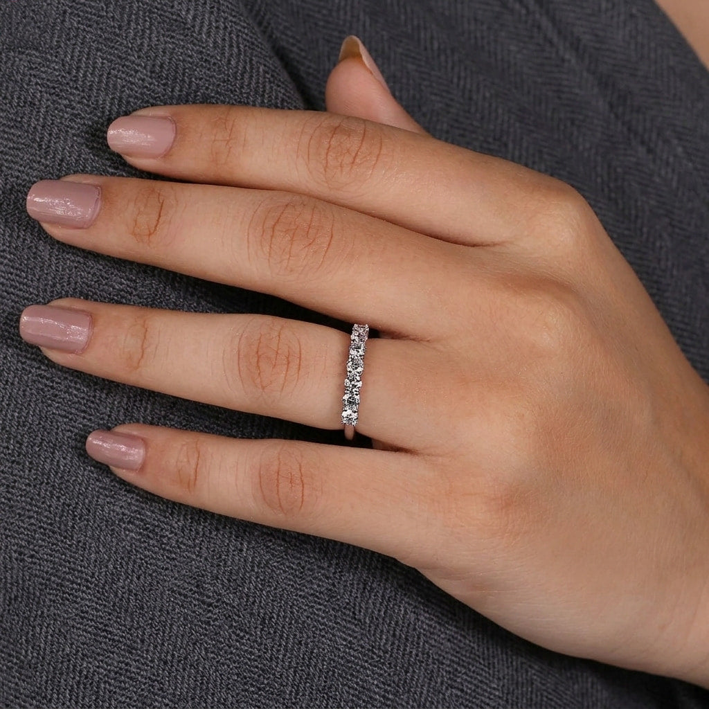 seven-stone round cut diamond band