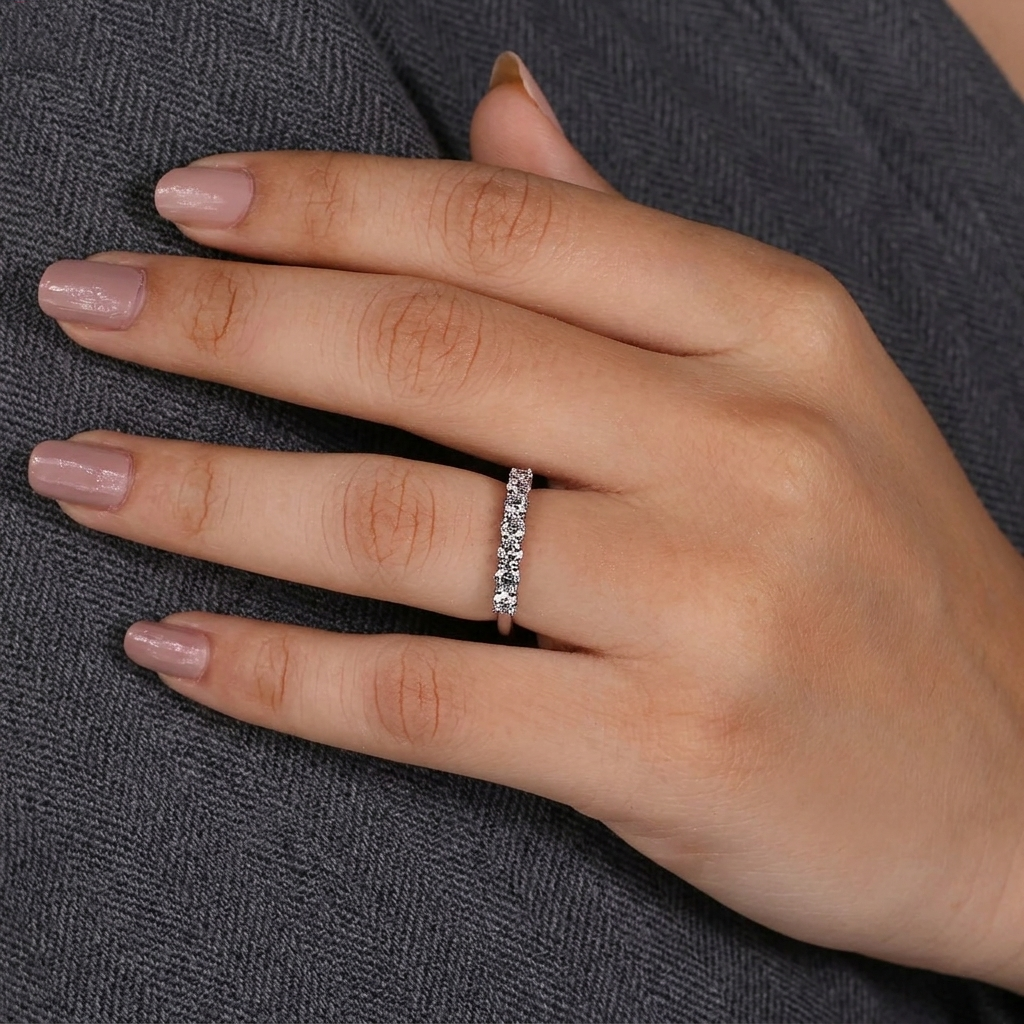 seven-stone round cut diamond band