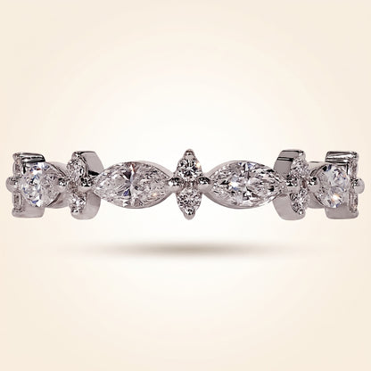 Marquise and Round Diamond Floral Cluster Wedding Band
