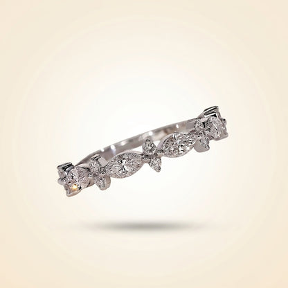 Marquise and Round Diamond Floral Cluster Wedding Band