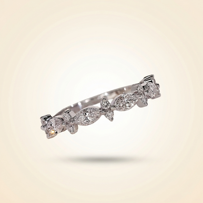 Marquise and Round Diamond Floral Cluster Wedding Band