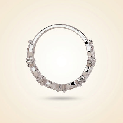 Marquise and Round Diamond Floral Cluster Wedding Band
