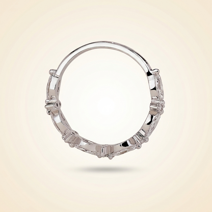 Marquise and Round Diamond Floral Cluster Wedding Band