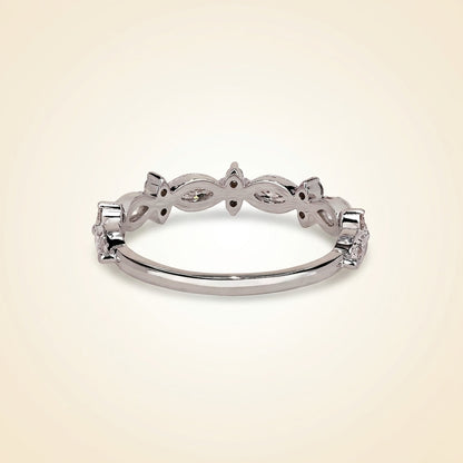Marquise and Round Diamond Floral Cluster Wedding Band