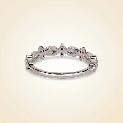 Marquise and Round Diamond Floral Cluster Wedding Band
