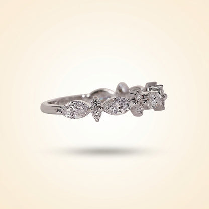 Marquise and Round Diamond Floral Cluster Wedding Band