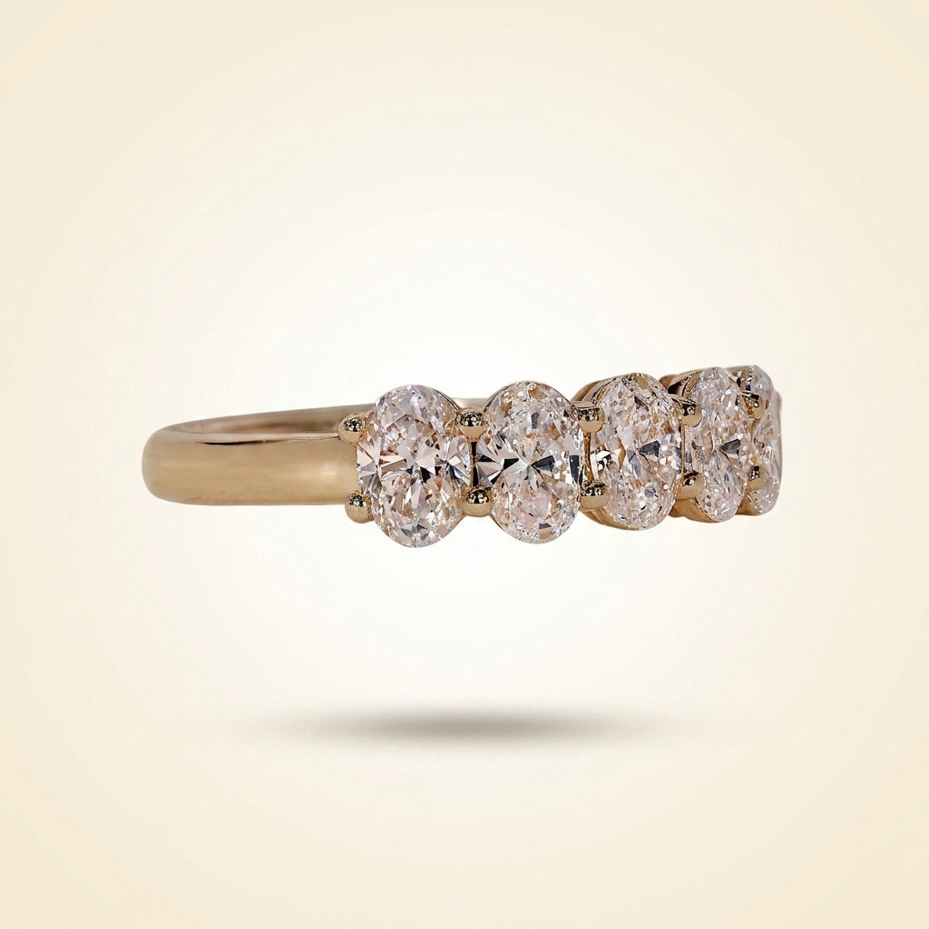 five-stone oval cut wedding band