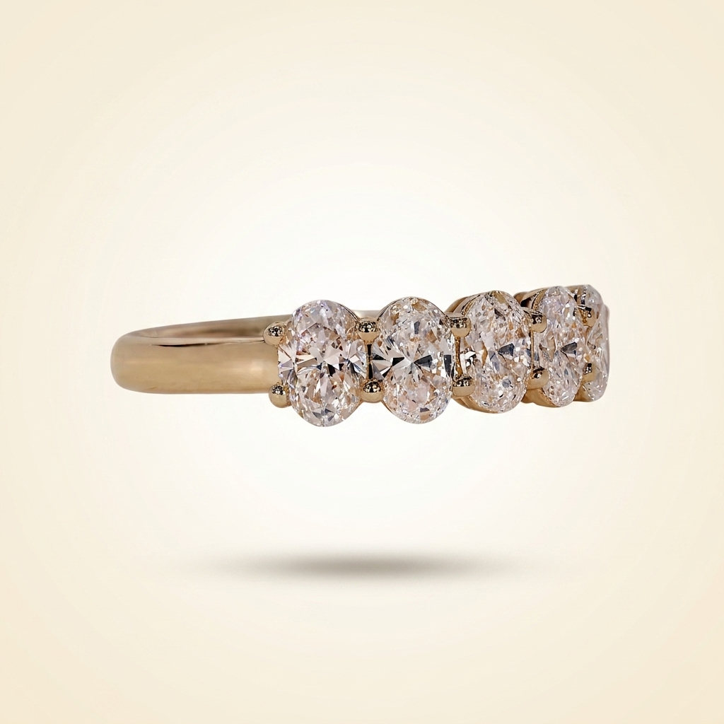 five-stone oval cut wedding band