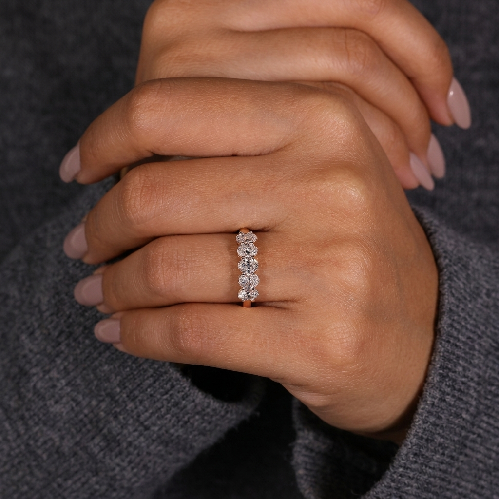 five-stone oval cut wedding band