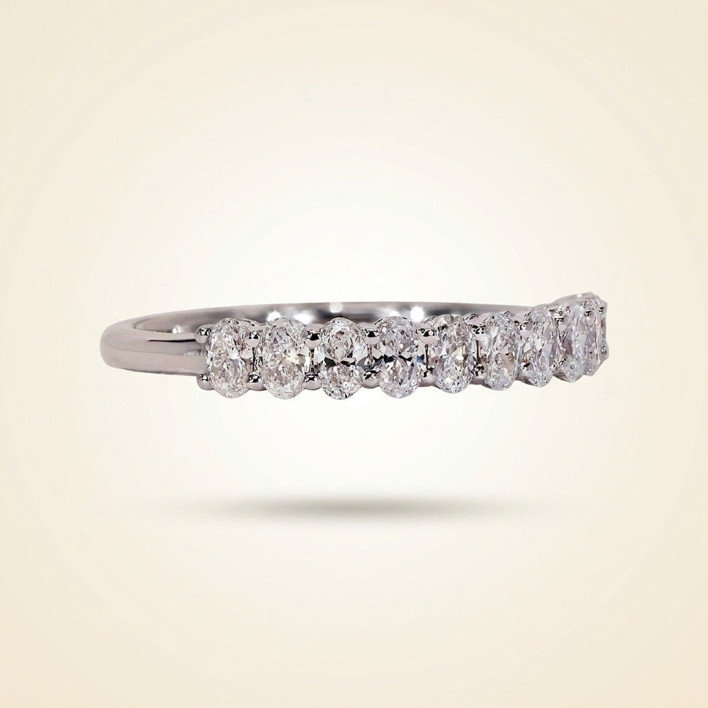 oval cut diamond half eternity wedding band