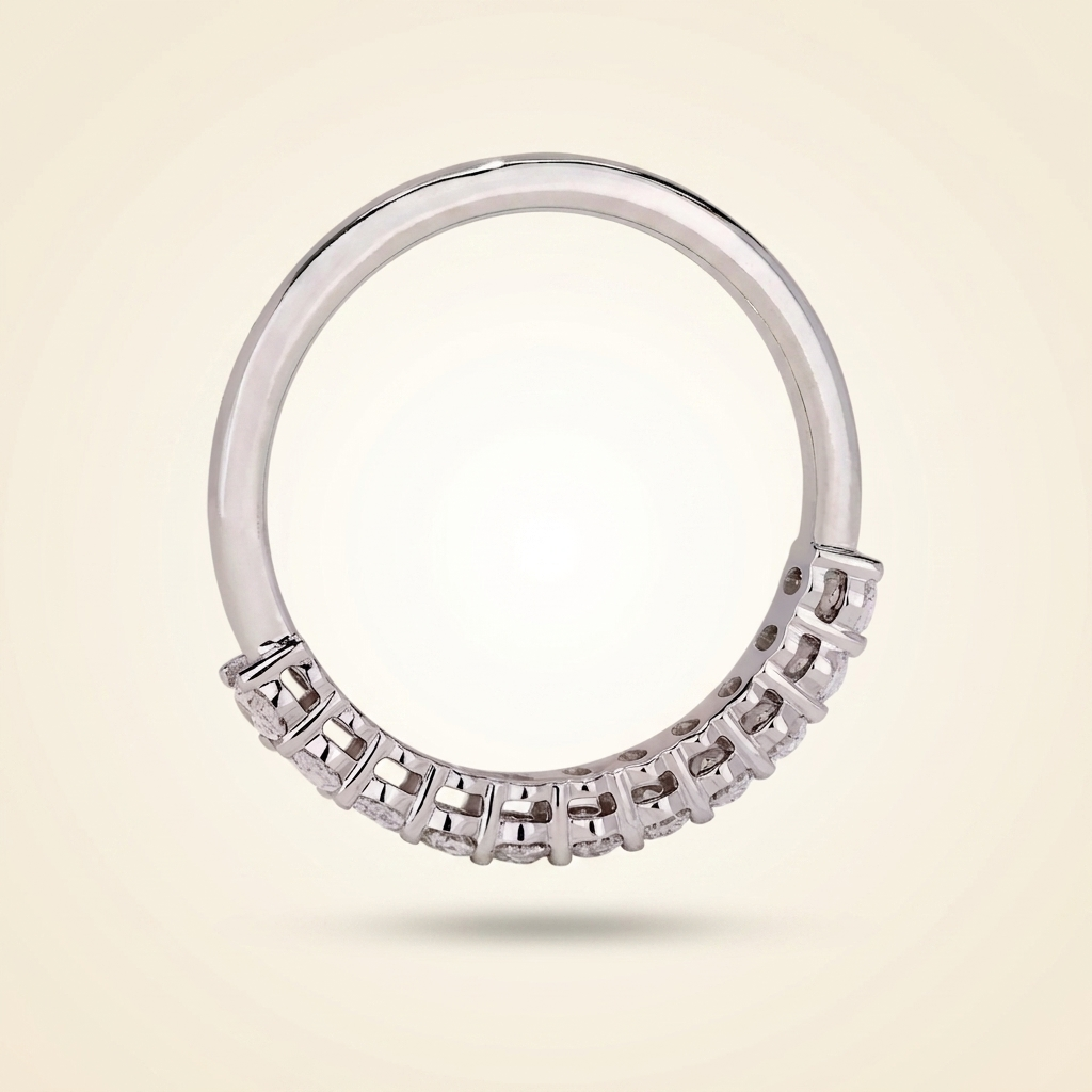 oval cut diamond half eternity wedding band