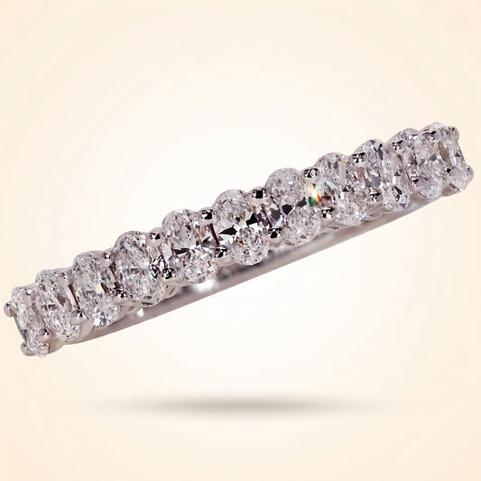 Oval Cut Diamond Half Eternity Wedding Band