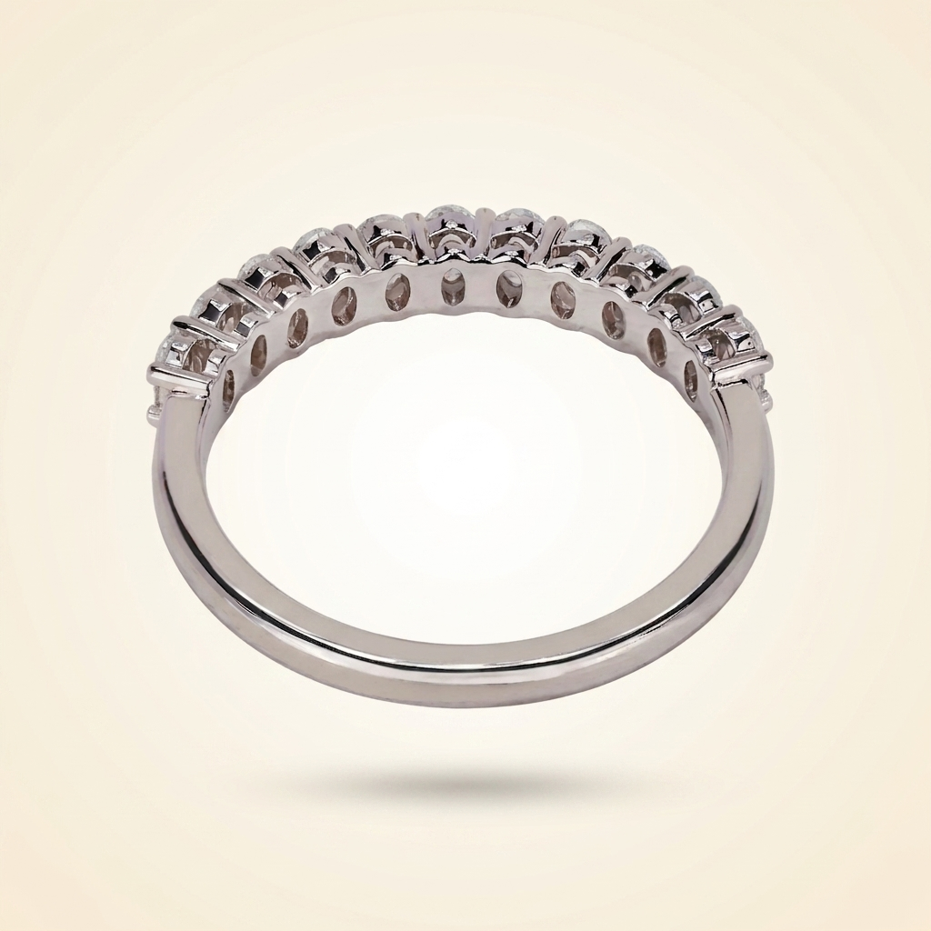 oval cut diamond half eternity wedding band