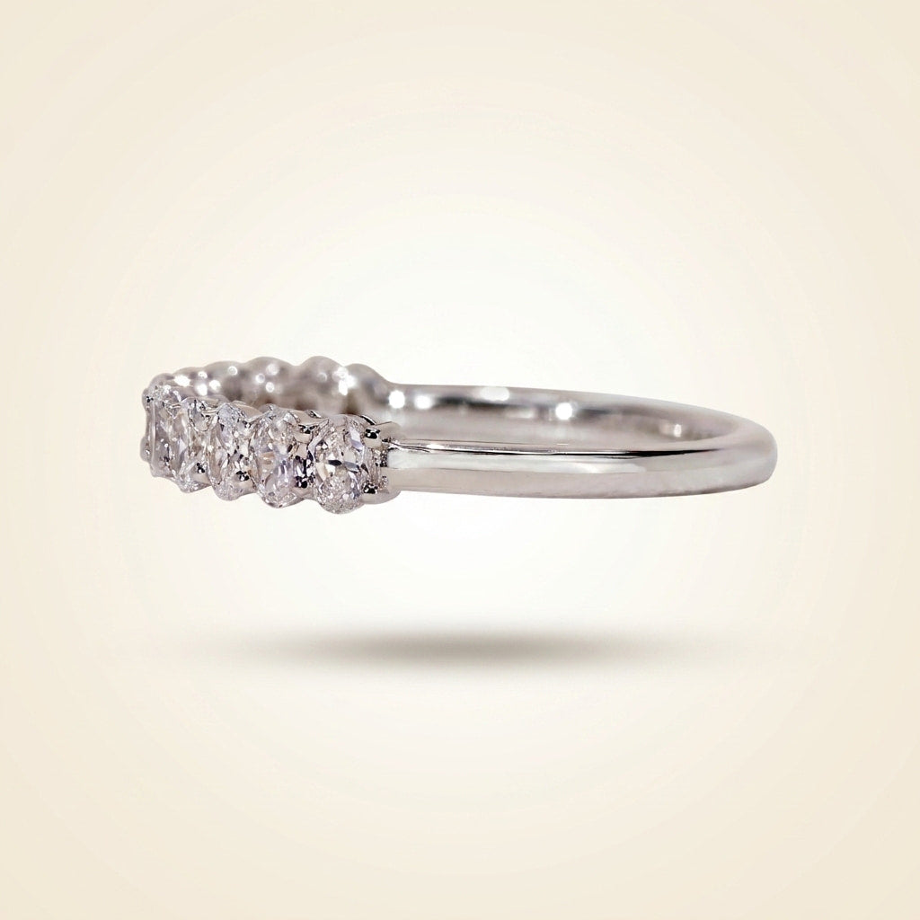 oval cut diamond half eternity wedding band