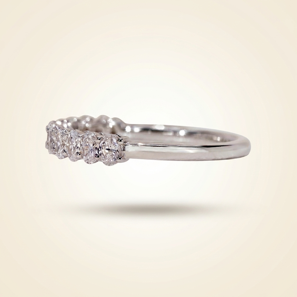 oval cut diamond half eternity wedding band
