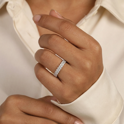 Oval Cut Diamond Half Eternity Wedding Band