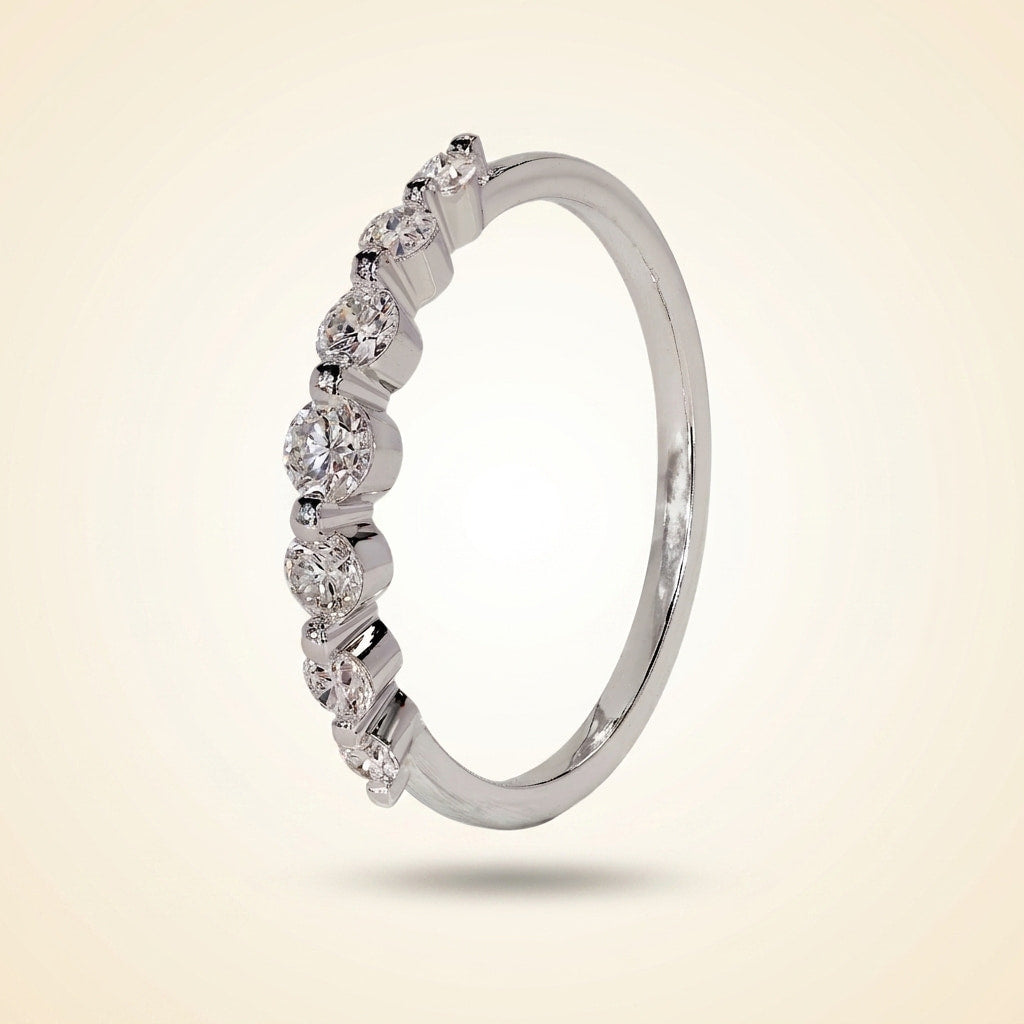 seven-stone half eternity round cut diamond band