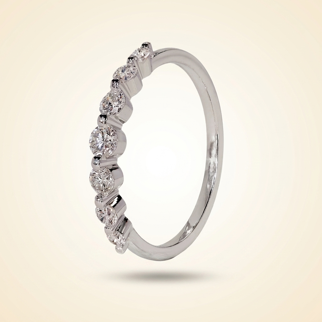 seven-stone half eternity round cut diamond band