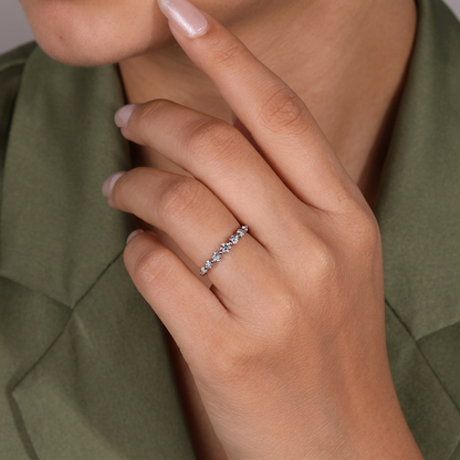Seven-Stone Half Eternity Round Cut Diamond Band