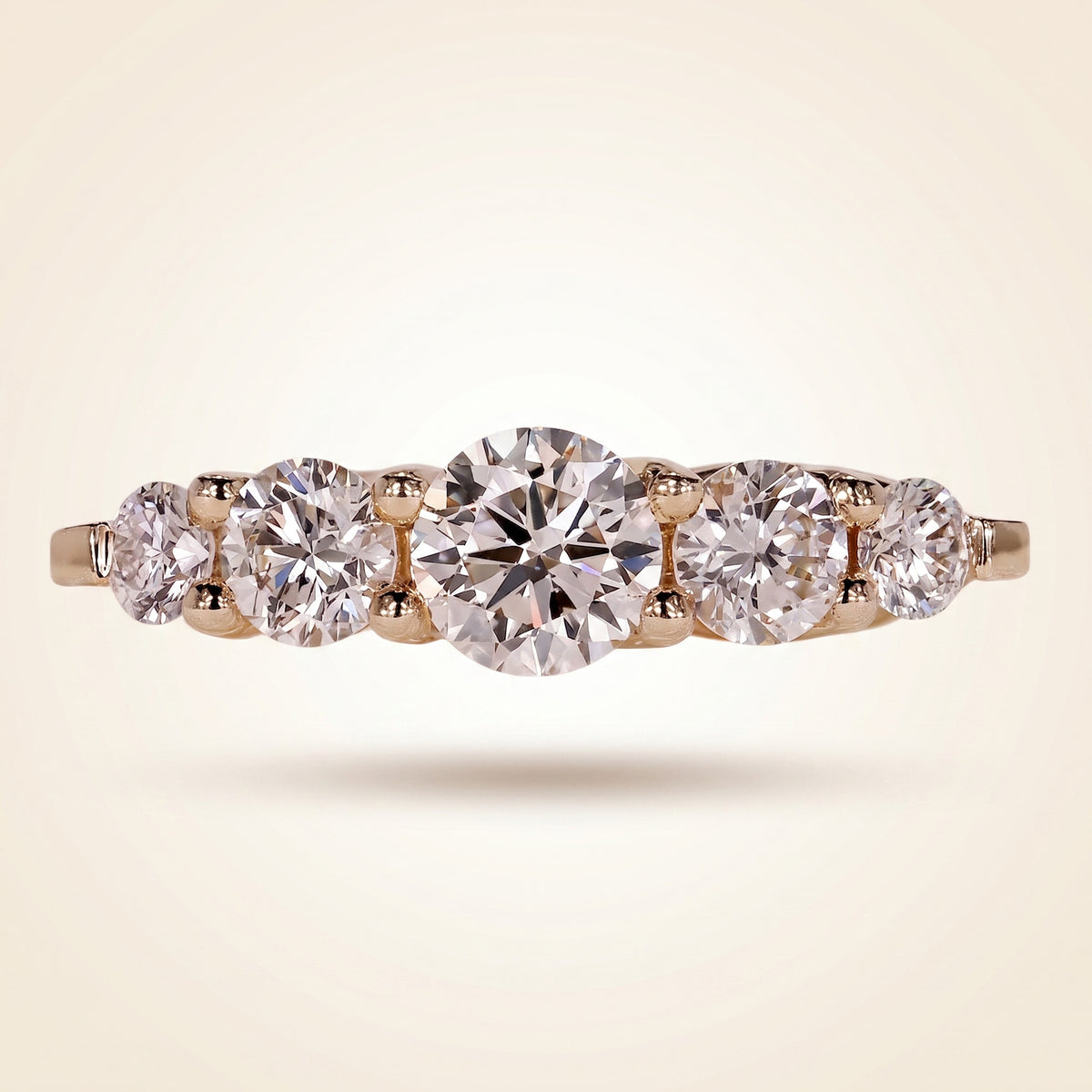 five-stone graduated round cut diamond band