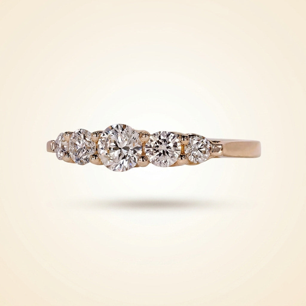 five-stone graduated round cut diamond band