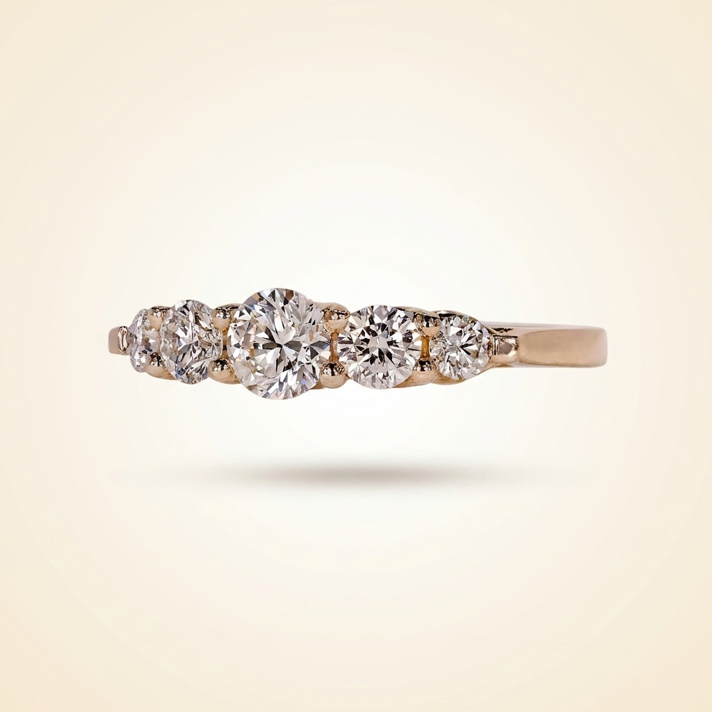 five-stone graduated round cut diamond band