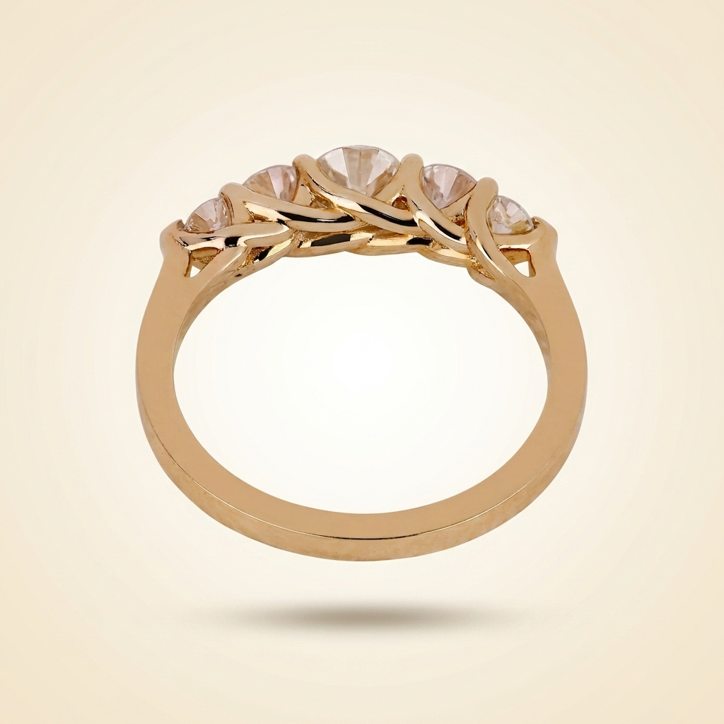 five-stone graduated round cut diamond band
